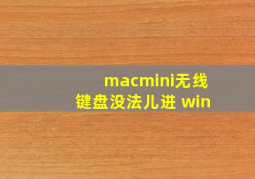 macmini无线键盘没法儿进 win